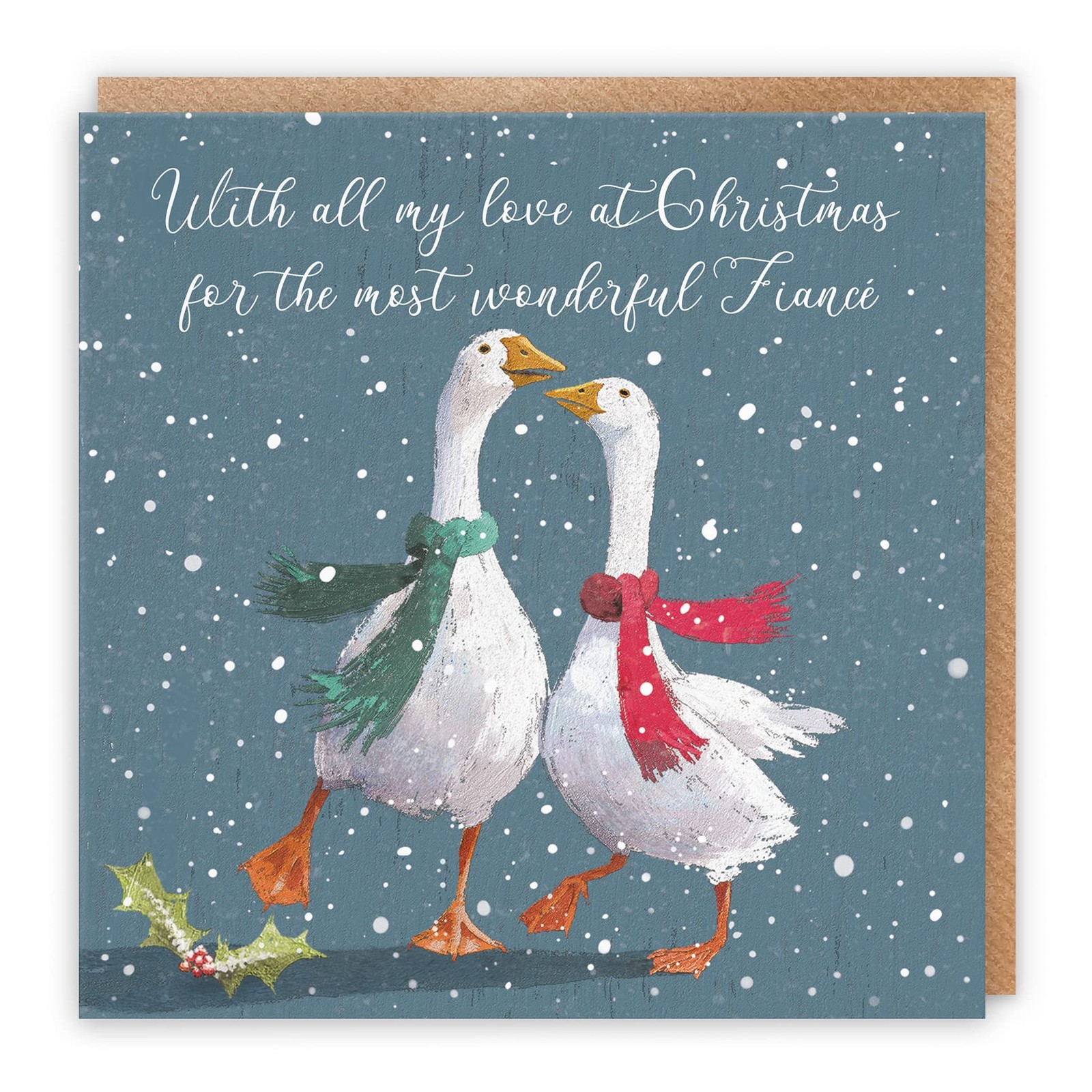 Fiance Festive Geese Christmas Card Milo's Gallery