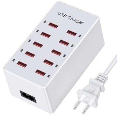 USB Charger 10-Ports Charging Station for Multiple Devices USB Wall Charger P...