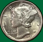1942-S Mercury Dime Choice Almost Uncirculated AU+ Coin #39205