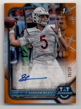 2022 Bowman University Chrome Autographs Orange Refractor Graham Mertz Auto 9/25