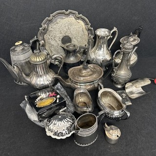Silver plated Tableware Serving Tea Coffee Pots Tray EPNS Job Lot 7kg t5396