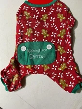 Pet Central Red Gingerbread Candycane Holiday Pajama Dog XS New