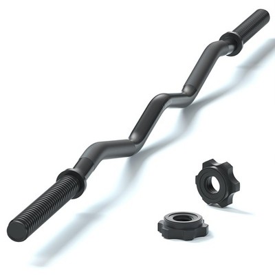 47'' EZ Curl Bar Weight Lifting Bar, 1-inch Curling Bars for 47 inches, Black 