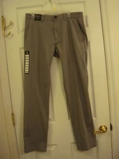 J.M. Haggar Luxury Comfrt Casual Pant 34x32 Slim Gray Stretch Moisture Wick NEW