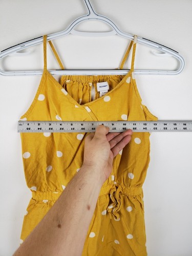 Old Navy Romper Tank Top Yellow With White Polka Dots Girls Size XL 14 - Picture 8 of 10