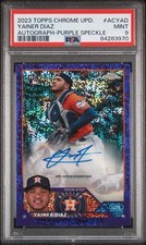 2023 Topps Chrome Update Purple Speckle Ref #ACYAD Yainer Diaz /299 PSA 9