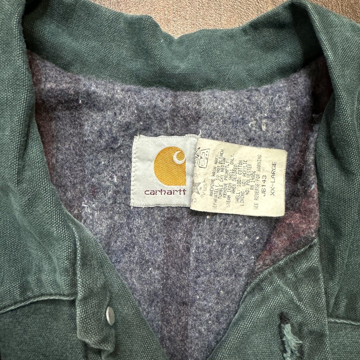 RARE 90s Vintage Carhartt JB143 Blanket Lined Duck Jean