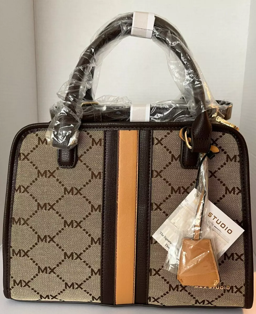 Max Studio Woven Jacquard Double Handle Satchel Handbag New