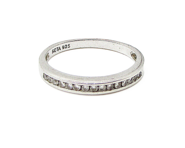 SETA 925 Sterling Silver White Cubic Zirconia Band Ring Sz 9 SETA 925 Sterling Silver White Cubic Zirconia Band Ring Sz 9