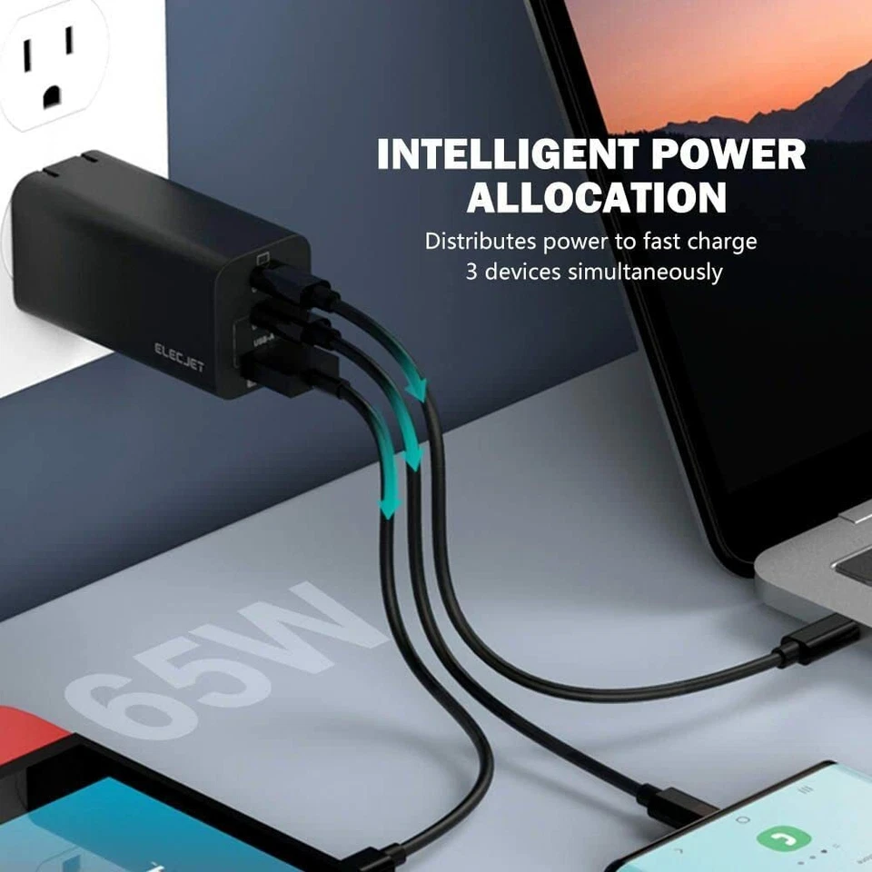 USB Type C Fast Charger 65W GaN quick Charger for Huawei iPhone Samsung Univers - Image 2 of 4