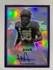 WILL ANDERSON Alabama 2020 Leaf Army All-American Purple AUTO # 8/15 Autograph