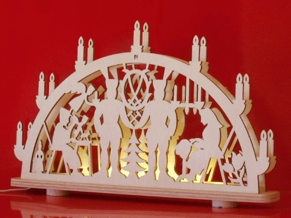 Beleuchteter USB Doppel Auto Minischwibbogen 12cm Schwibbogen Lichterbogen