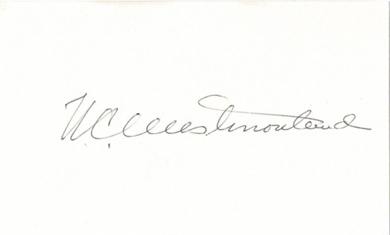 General William C. Westmoreland signed autograph index card with AMCo COA 1988