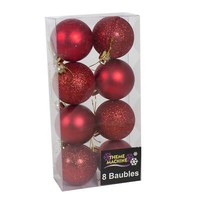 Weihnachten Rote 8Er Pack 50Mm Kugeln Glitzer / Einfach Dekorationen