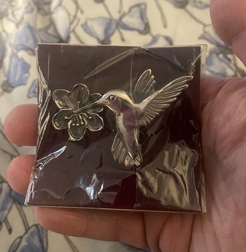 VINTAGE H&H HAND HAMMER DeMATTEO GLV STERLING HUMMINGBIRD BIRD FLOWER BROOCH New