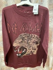 Def Leppard Maroon Sweatshirt Top Graphic ladies women's juniors NWT  M Medium !
