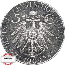 N729  5 Cent KIAUTSCHOU von 1909 in VZ korridiert 1237162