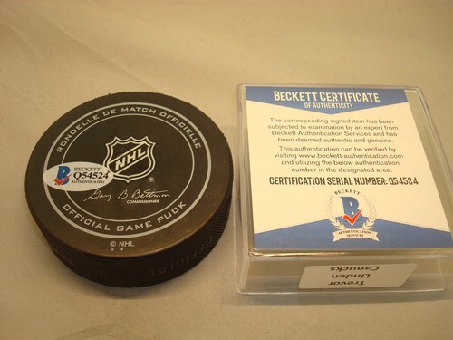 Trevor Linden Signed Canucks Official Game Hockey Puck Auto Beckett BAS COA 1G - Picture 2 of 3