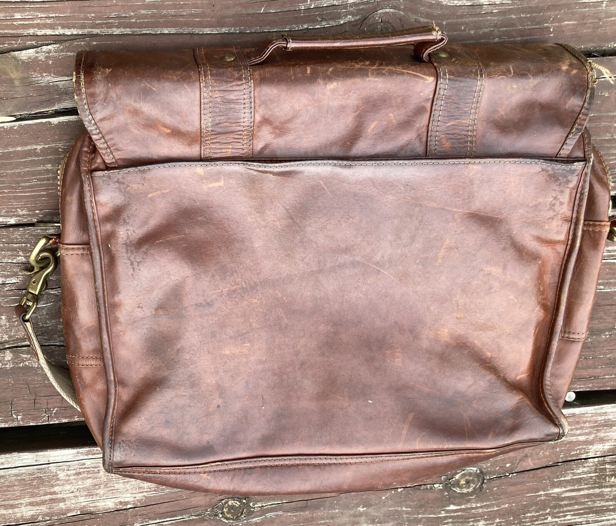 Vintage Dakota Tumi Steer Hide Brown Leather Messenger Bag 