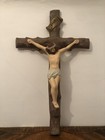 Vintage Ceramic Crucifix Catholic Cross Jesus 22” Long 12” Wide — photo 1