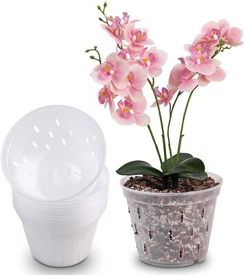 Orchid Pots With Holes 7 Inch 10Pack Clear Orchid Pot Plastic Plant Pot F |  eBay