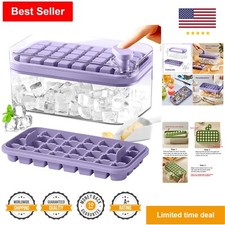 Food Grade Ice Cube Tray with Lid and Bin - Easy Release - 2 Pack, Purple