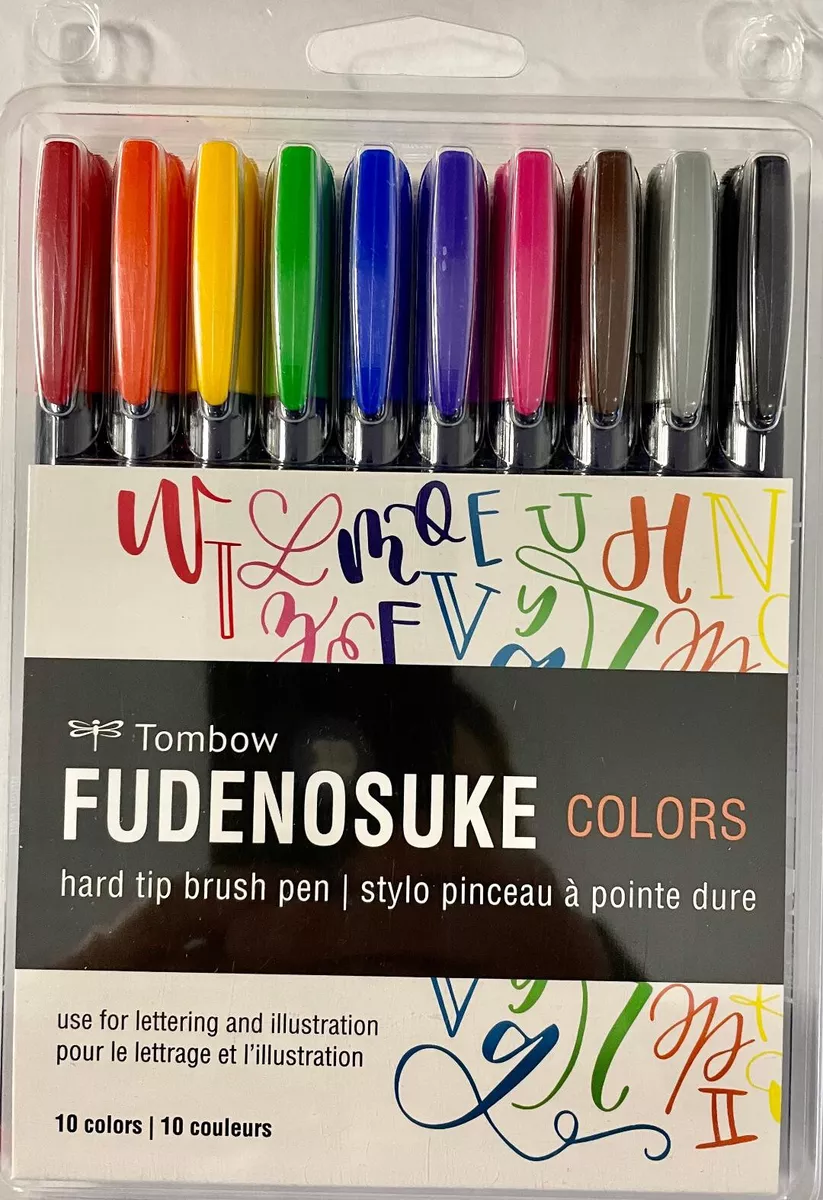 Tombow Fudenosuke Brush Pen Set of 10 Brilliant Colors Calligraphy