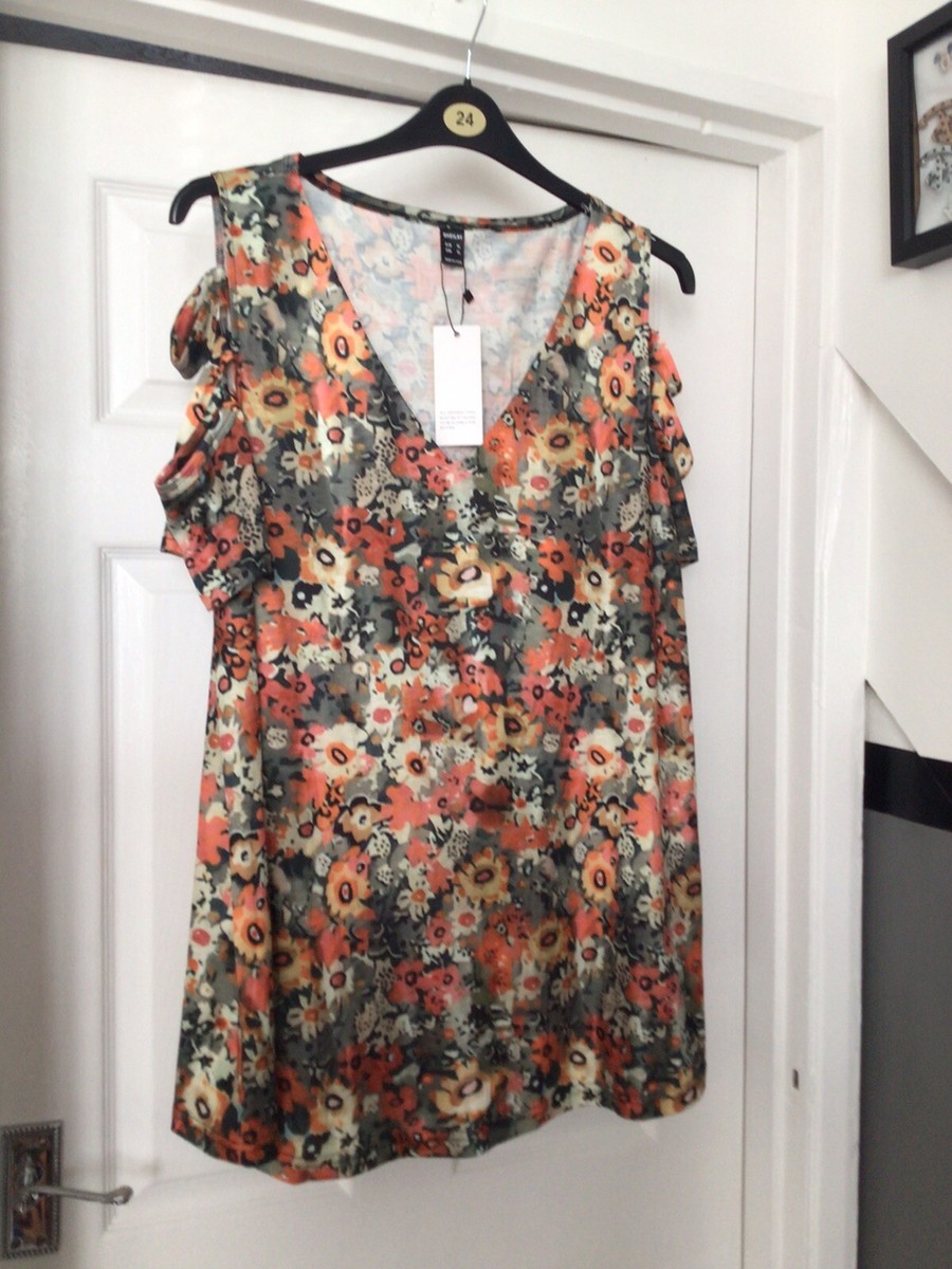 ladies sheilay green floral Cold Shoulder dress size xl bnwt | eBay
