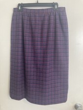 Pendleton Women’s Skirt Size 12 Houndstooth In Berry Lining Wool USA Made #698
