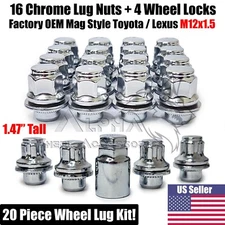 16 Chrome 12x1.5 OEM Factory Mag Style Lug Nuts For Toyota Lexus + 4 Wheel Locks