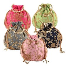 Handmade potli bag Embroidered Women Potli Bag Traditional Indian Gift pack of 5