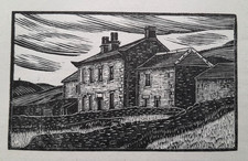 CRACKPOT HALL YORKSHIRE DALES Print of Woodcut Marie Hartley C1930s