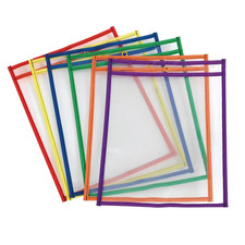 Top-Loading Dry Erase Sleeves - 10" X 13" - Set of 6 - Multicolor: Red, Blue, Ye