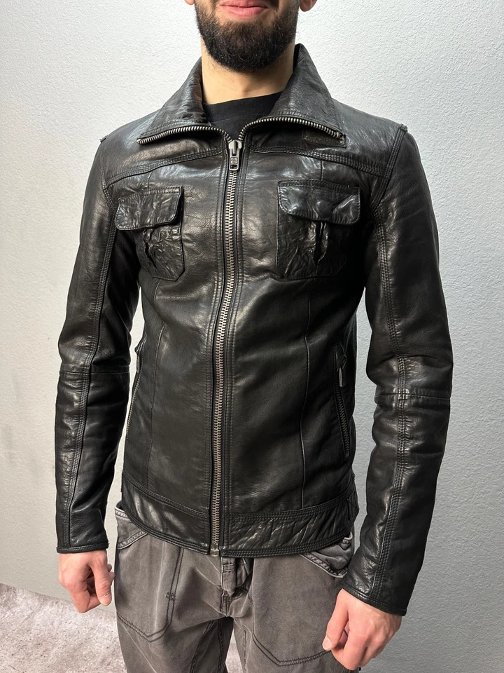 SUPERDRY Men's Leather Jacket Black Size S - Image 2 of 4