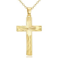 14k Gold Cross Necklace Women Elegent Gold Cross Pendant Necklace Dainty Fait...