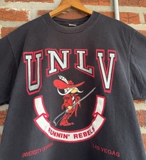 Vintage 90s UNLV Running Rebels T Shirt  Sun Faded Black Men  s Size Large