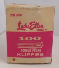 Vtg 1957 LADY ELLEN KLIPPIES 100 Single Prong Pin Curl Clips Professional w/Box