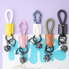 Genuine Leatherhan-titchend Rope Keychain with 20-Sided Dice for Car/Keys Decor