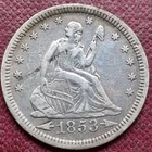 1853 Seated Liberty Quarter 25c Higher Grade XF - AU #96090