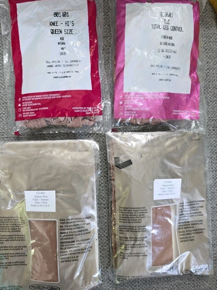 Silkies NUEVO Lote 4 Nude Natural Clásico Ultra Rodilla Hi’s Queen Lote Mixto de 4 Foto 2 de 4