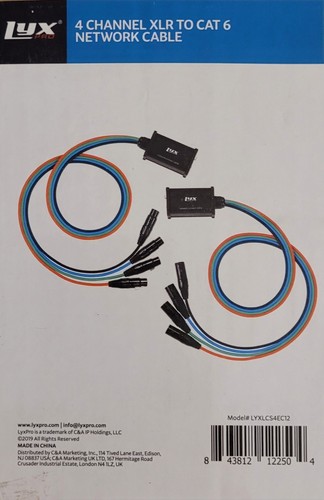LyxPro Pair of Audio Snake 4 Channel XLR To CAT 6 -Network Cable LYXLCS4EC12