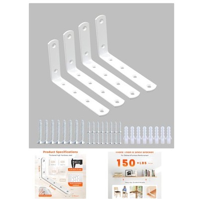 Heavy-Duty Decorative Corner Braces, 4-Piece Steel Bracket Set for Shelves
