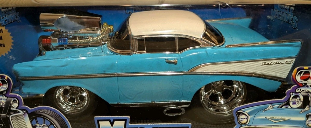 Muscle Machines 1957 Chevy Blue/White 1:18 Diecast New In Box | eBay