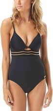 Vince Camuto Women Coastlines Mesh Elastic Molded Cup One-Piece Swimsuit Size 6