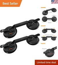 2 Pack Heavy Duty Vacuum Suction Cups - 198lb Capacity, Ergonomic Tool for Glass