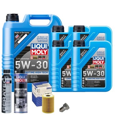 Motoröl 5W30 LIQUI MOLY 9L+MAHLE Ölfilter+Spülung+Cera Tec+Ölablassschraube