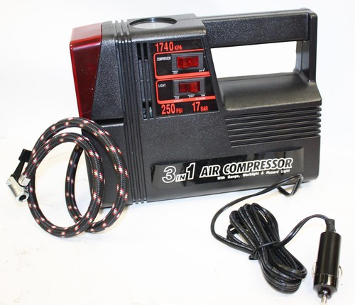 12V 250PSI Portable Car Air Compressor Pump Tire Inflator Emergency Spot Light - 第 5/6 張圖片