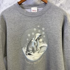 Vintage Disney Eeyore Sweatshirt Mens M Gray Wonder Is All Around Christmas Y2K
