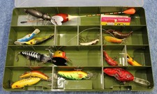 Crankbait Crayfish & Popper Lot of Lures +More in #3700 Tackle Box Some Vintage!