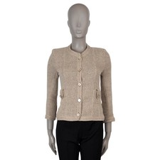 72916 auth CHANEL beige linen 16C SEOUL Tweed Jacket 38 S